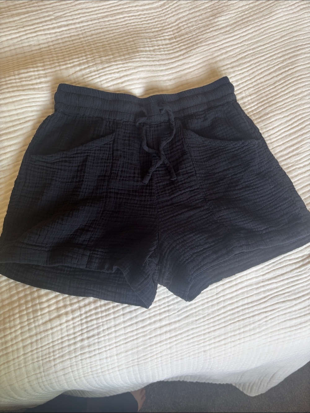 MATE the Label Black Gauze Drawstring Lounge Shorts